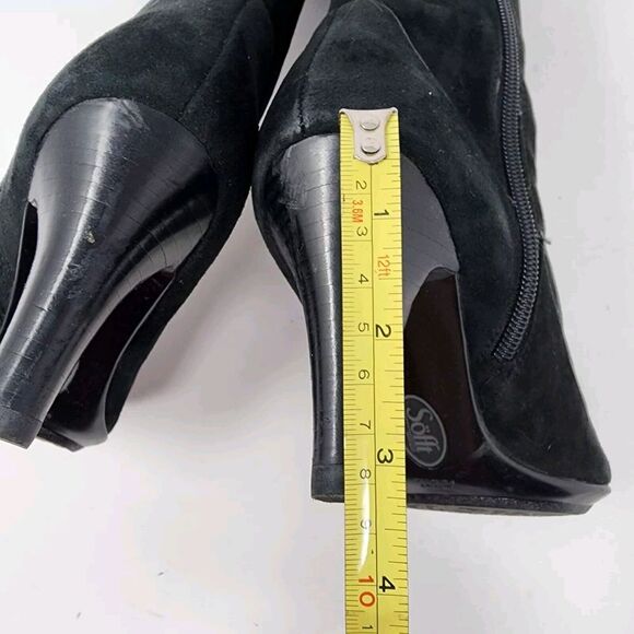 Sofft Lograno Black Suede Leather Knee High Cuffed Boots Zip Button Size 5.5M - Picture 5 of 16
